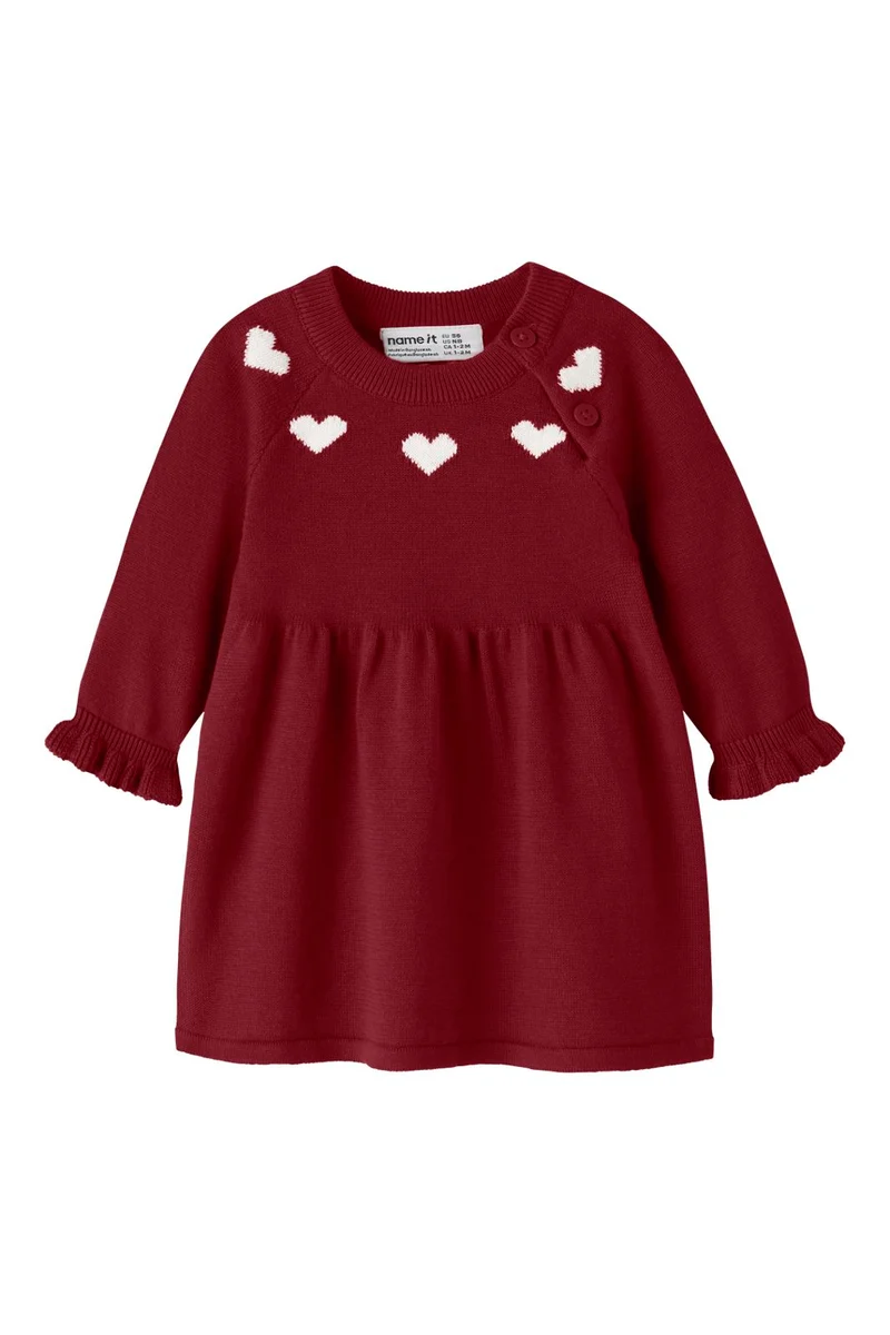 Name It - Nbfrisse Ls Knit Dress - 5131537 Red Dahlia