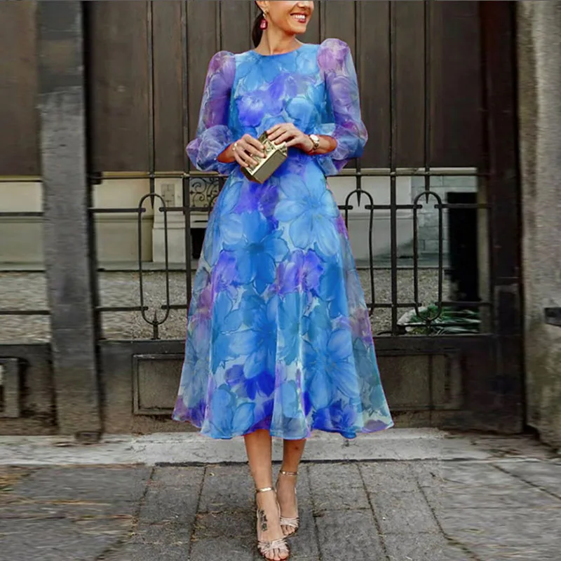 Blair | Kvinnor Bröllop Gästklänning Formell Blommig Midi Klänning