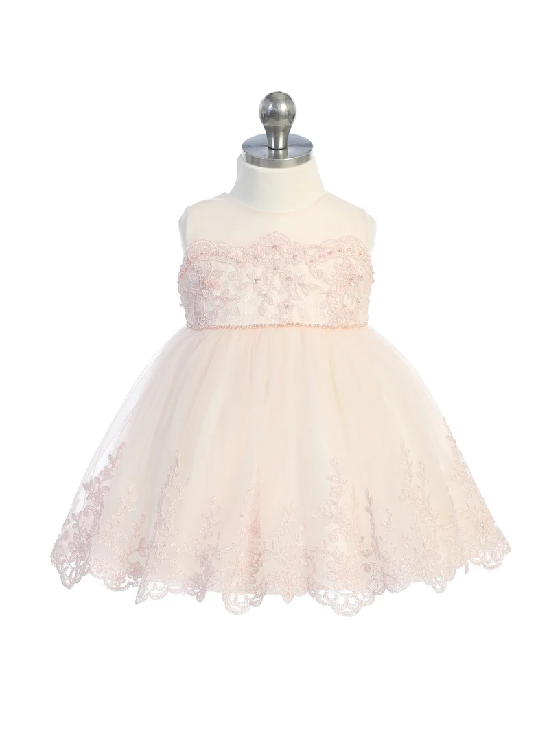 Baby Girl Illusion Neckline Bodice Klänning från TIPTOP KIDS - AS5801S