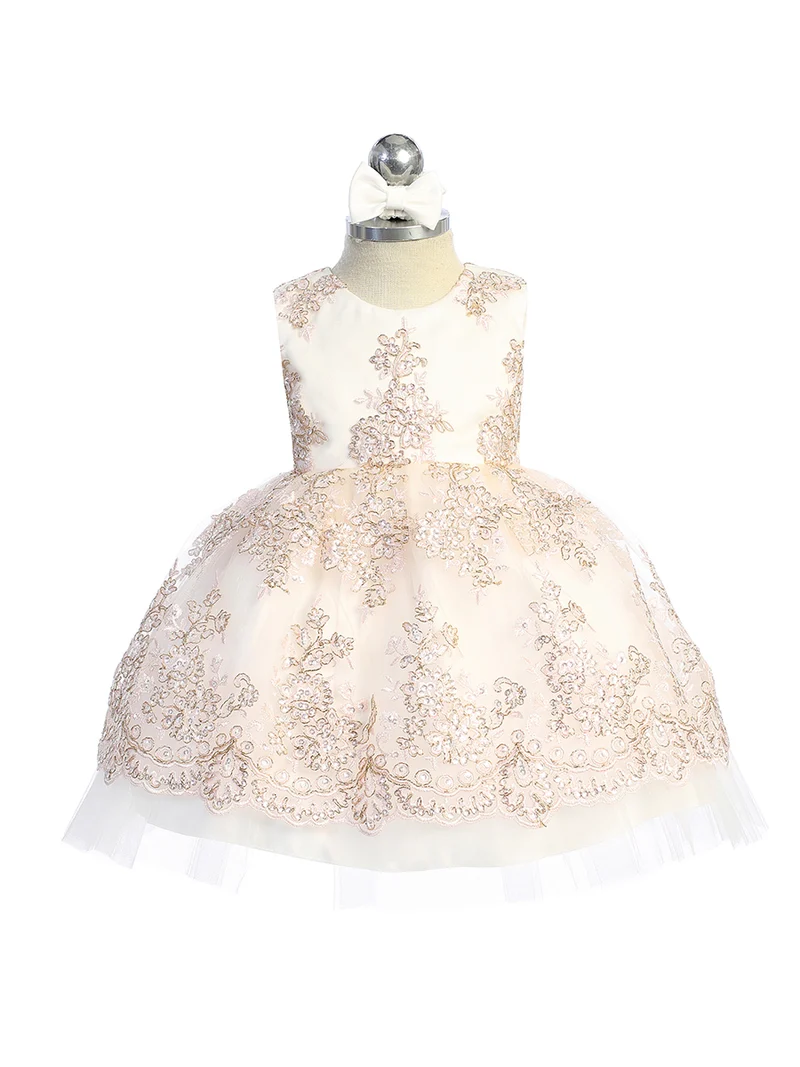 Baby Girl Tyll Metallic Spets Broderiklänning från TIPTOP KIDS - AS5816S
