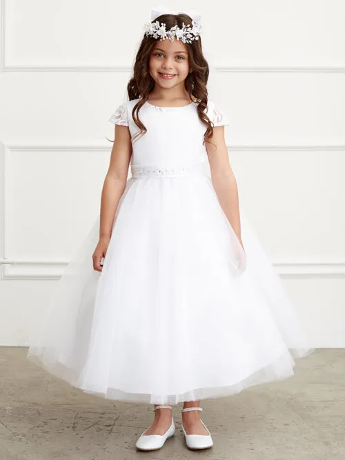 Flower Girl-klänning med spetsöverdrag och pärlor i midjan från TIPTOP KIDS - AS5821