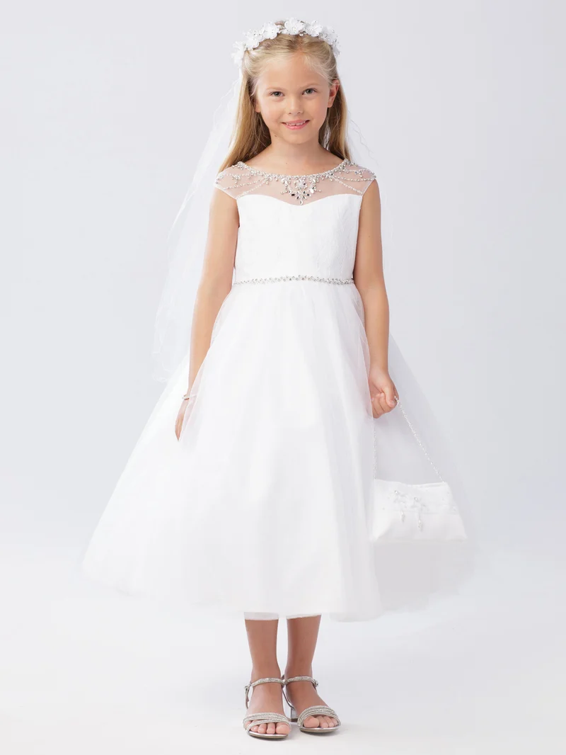 Flower Girl Dress - Spetsliv med strass och pärla från TIPTOP KIDS - AS5746