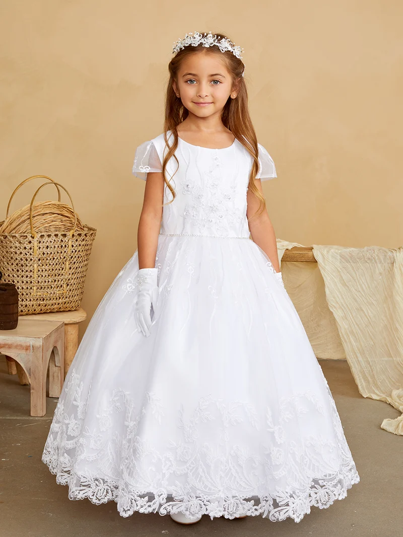 Flower Girl Klänning med blommor broderier och strass från TIPTOP KIDS - AS5841