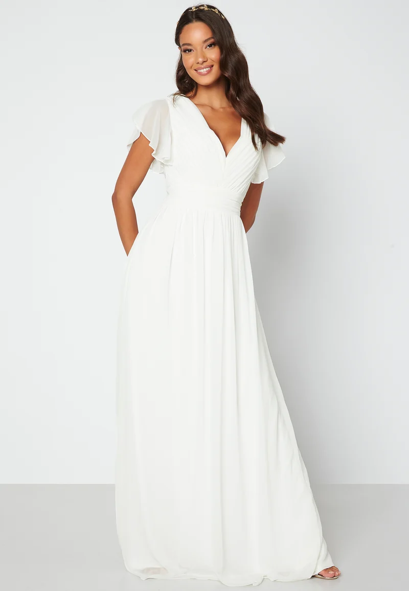 Butterfly Sleeve Pleated Wedding Gown