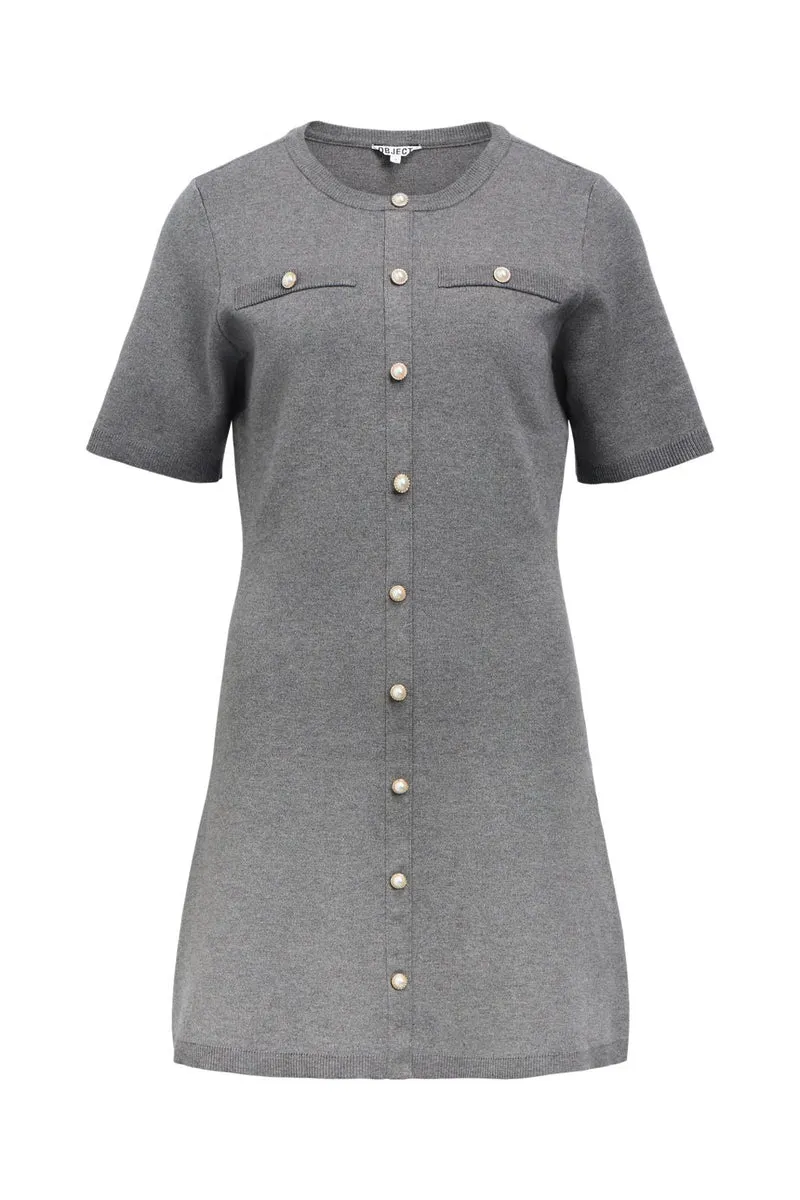Object - Objreynard S/S Knit Re Dress - 4979977 Medium Grey Melange Mop