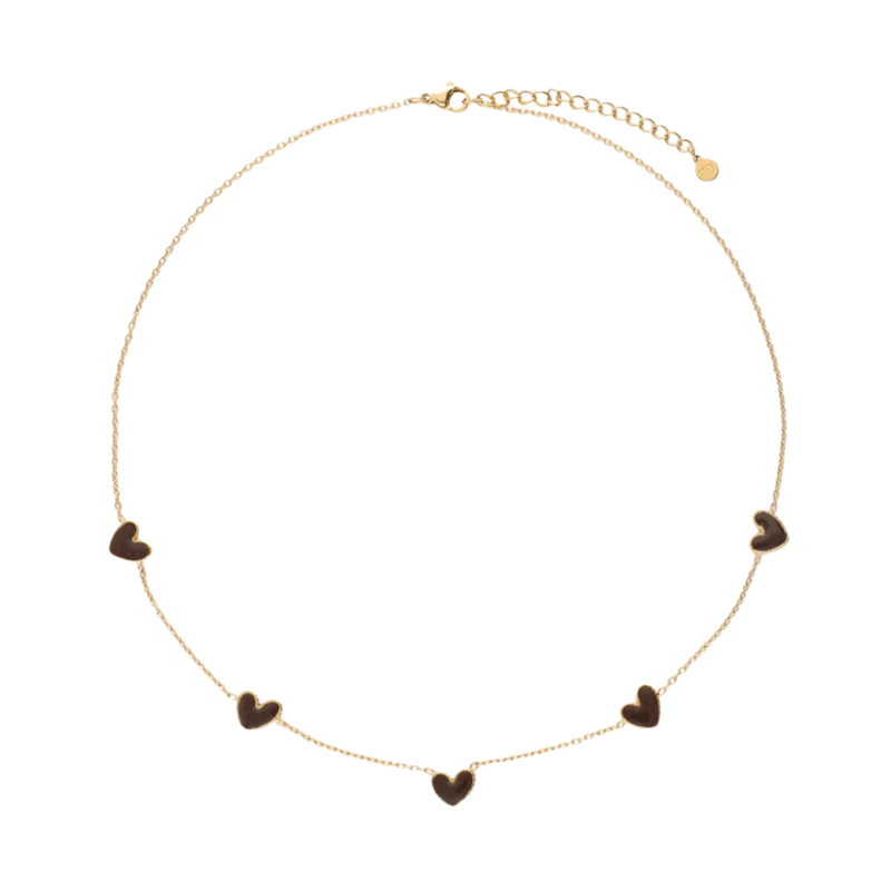 Necklace with Brown Heart - Gold