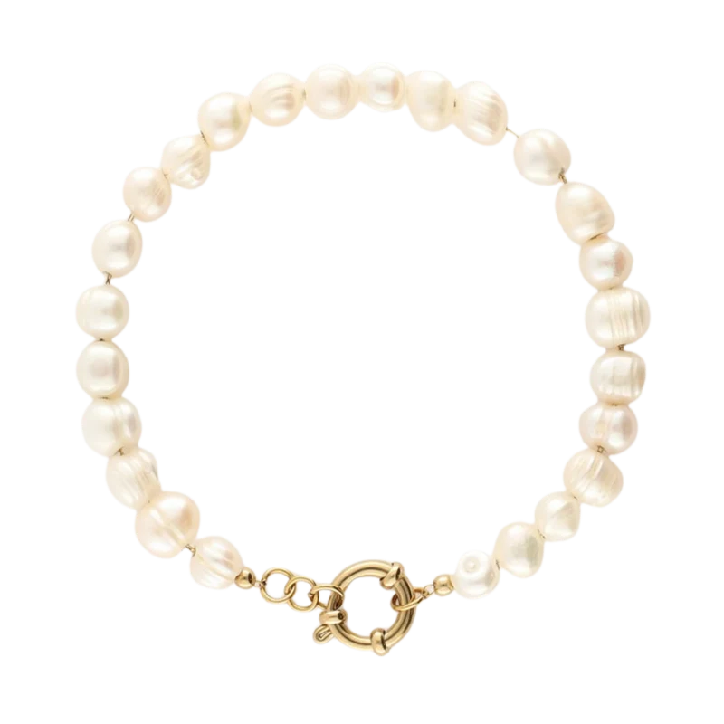 Bracelet with Natural Pearls - Gold