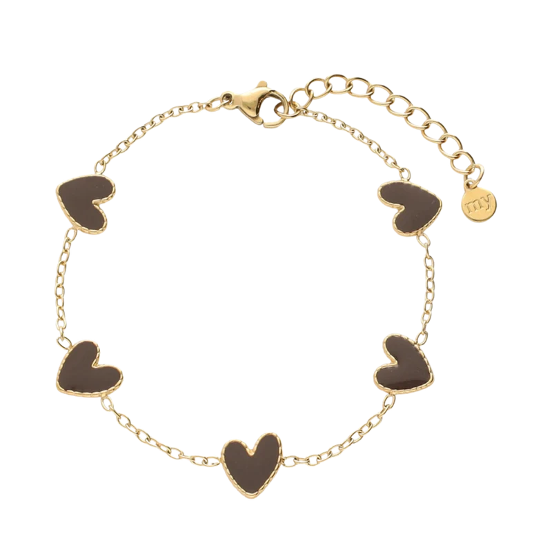 Bracelet with Brown Heart - Gold