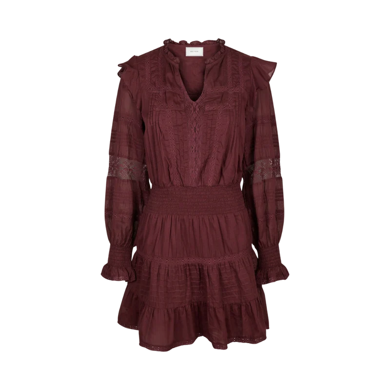 Aran S voile Dress - Burgundy