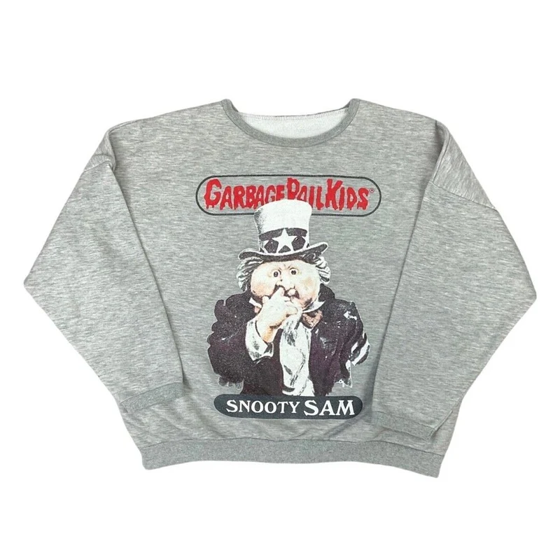 Vintage 80s 90s Grey Garbage Pail Kids Snooty Sam Graphic Printed Jumper 14 16