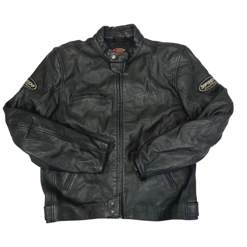 Vintage 90s Black Spidi Biker Racing Leather Moto Jacket L