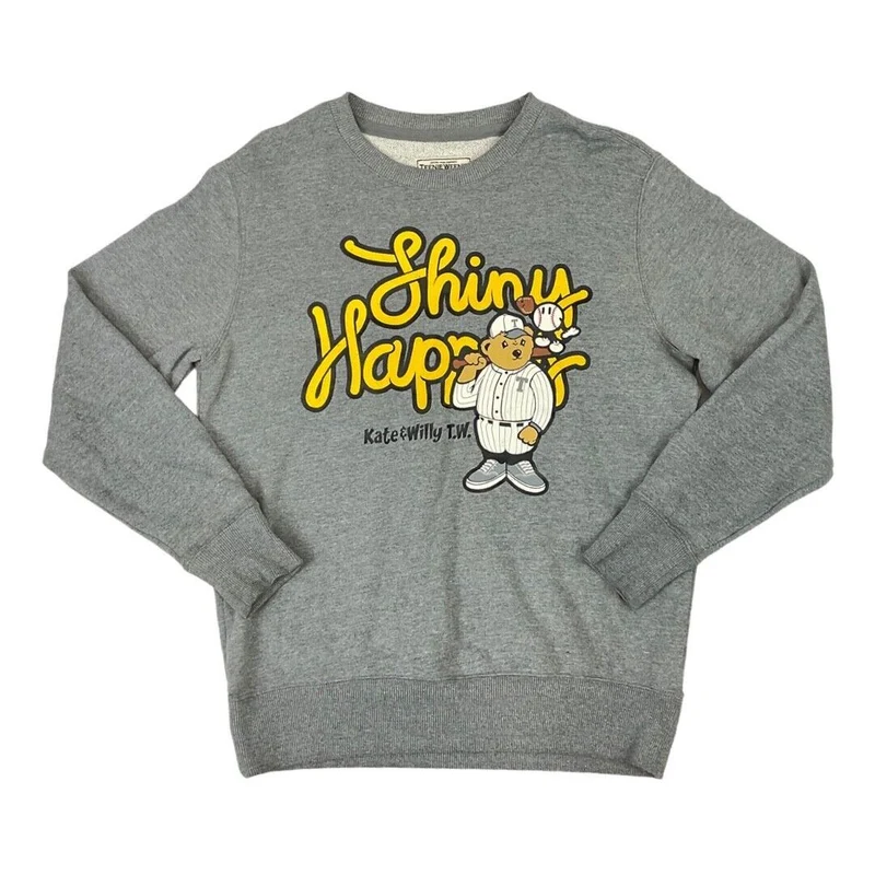 Vintage 00s 90s Grey Teenie Weenie Baseball Bear Crew Neck Jumper M