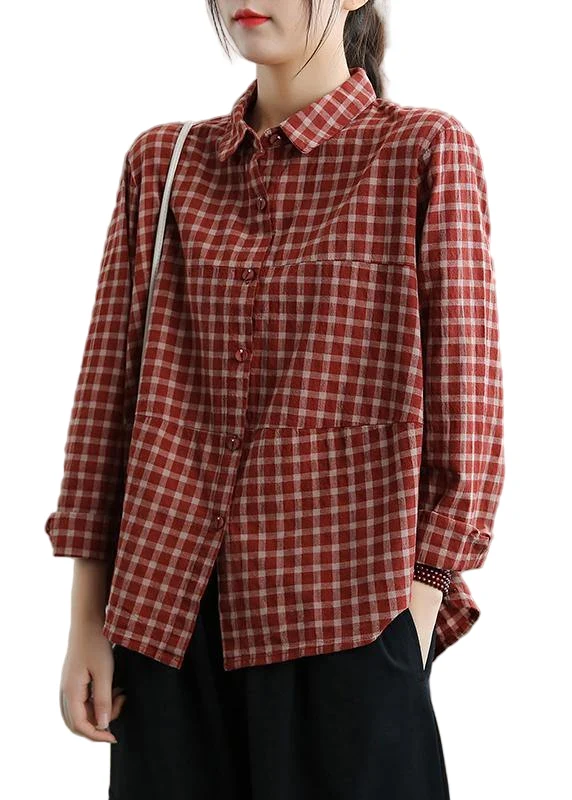 Kvinnors Blus med Löst Lapel och Patchwork