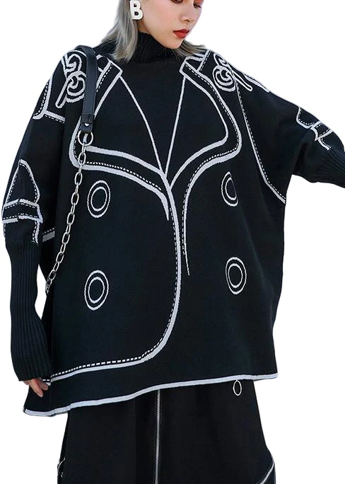 Plus Size Batwing Sleeve Blus med Tryck