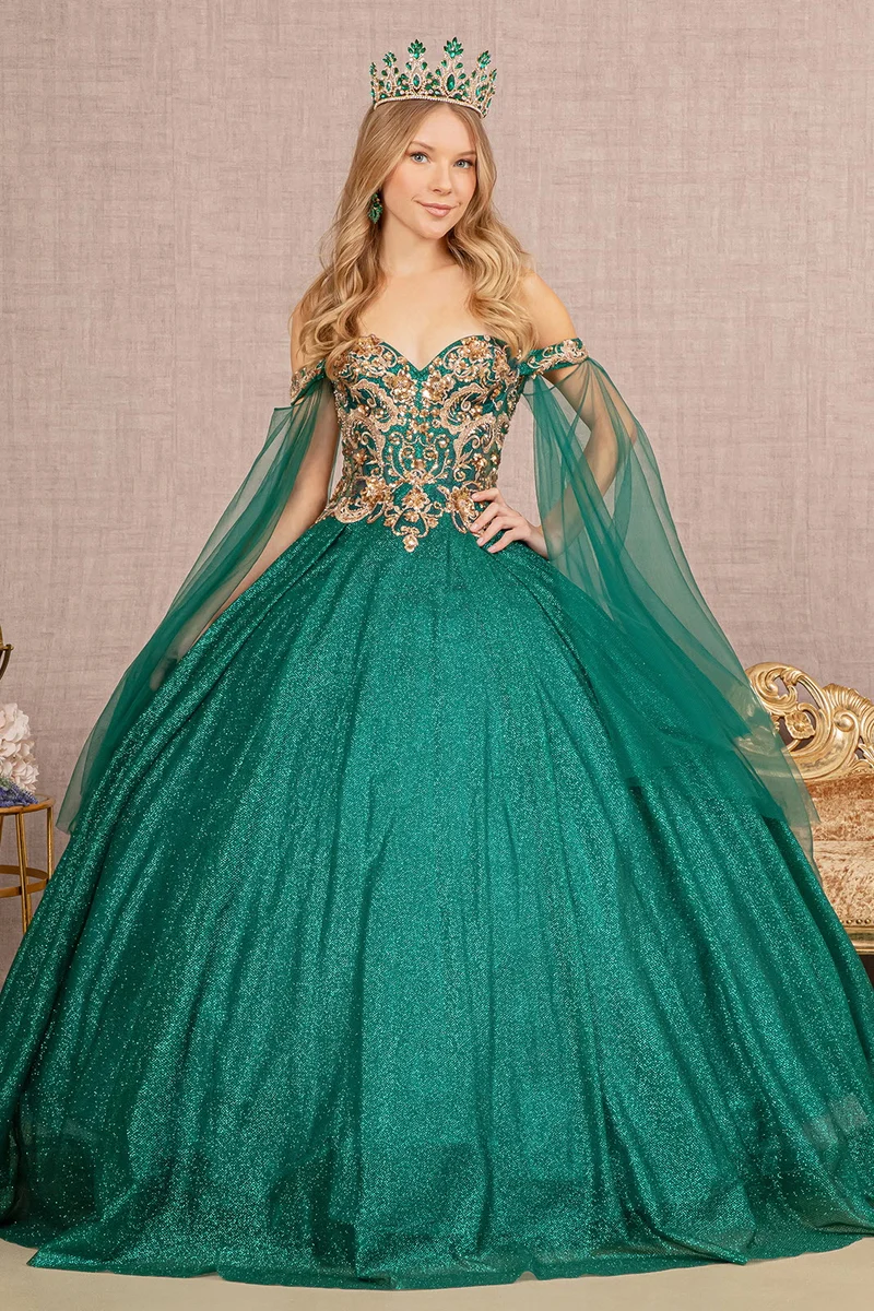 Off the Shoulder Glitter Bodice Sweetheart Neckline Quinceanera Klänning från Elizabeth K - GL3139