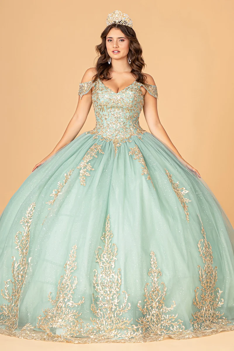 Off the Shoulder Sparkling Quinceanera-klänning från Elizabeth K - GL3100