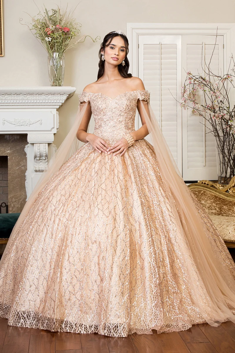 Off-Shoulder Glitter Quinceanera Klänning från Elizabeth K - GL1926