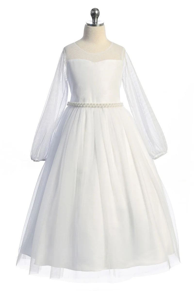 Girl Mesh Long Flowergirl Klänning - AS516 Kids Dream