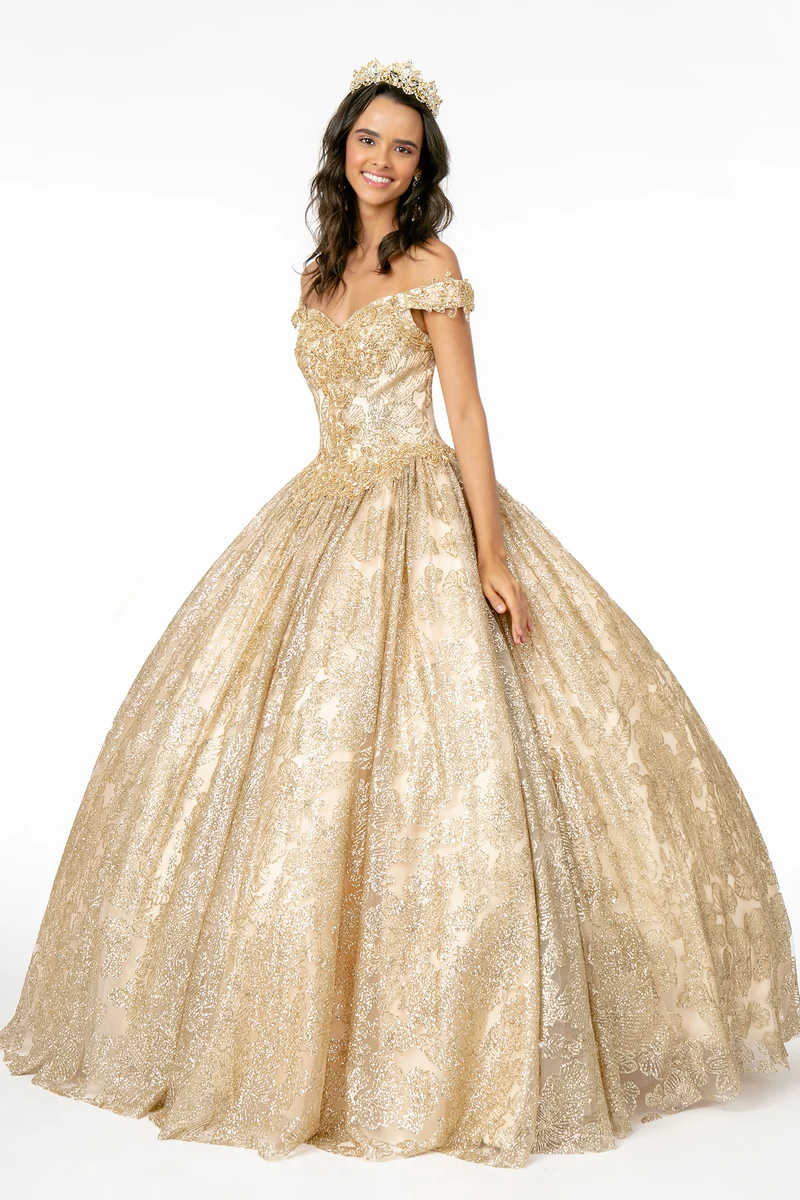 Off the Shoulder Beaded Sweetheart Neckline Quinceanera Klänning Elizabeth K - GL1820