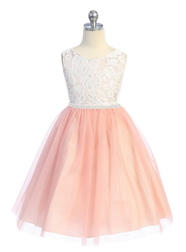 Spets med tjocka pärlor Trim Girl Party Dress från AS456C Kids Dream - Tjej festklänningar
