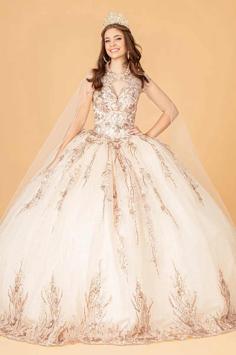 Elizabeth K - GL3076 - Utsmyckad Quinceanera-klänning med V-ringad