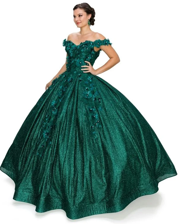 Off the Shoulder Spets Tyll Quinceanera Klänning Cinderella Couture USA AS8020J-HG