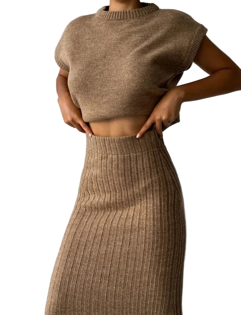Kvinnors Ärmlöst Set Med Kjol Modern Stil