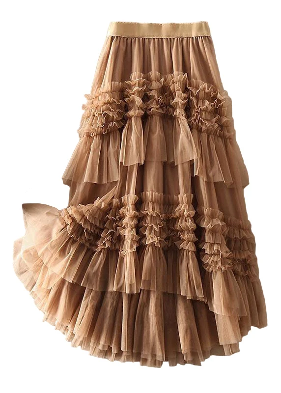 Kjol Dam Tulle Långkjol med Asymmetrisk Design och Lager