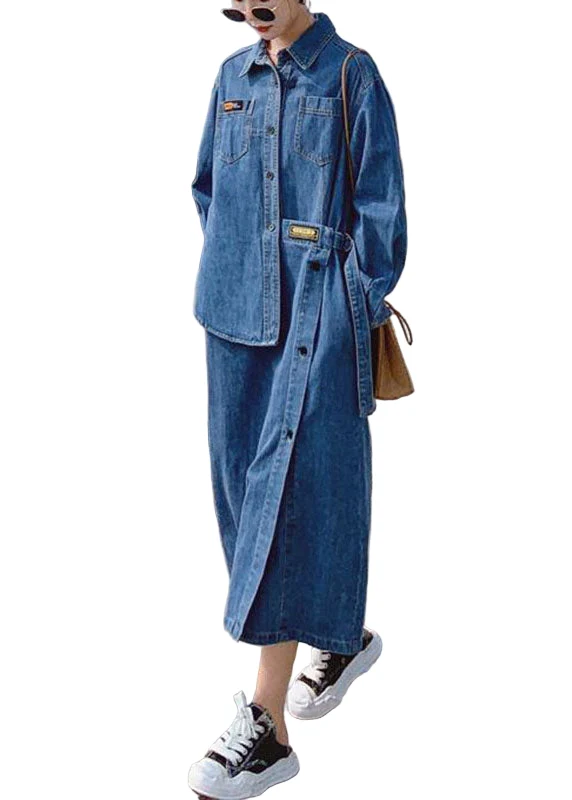 Kvinno lång klänning med asymmetrisk design och fickor