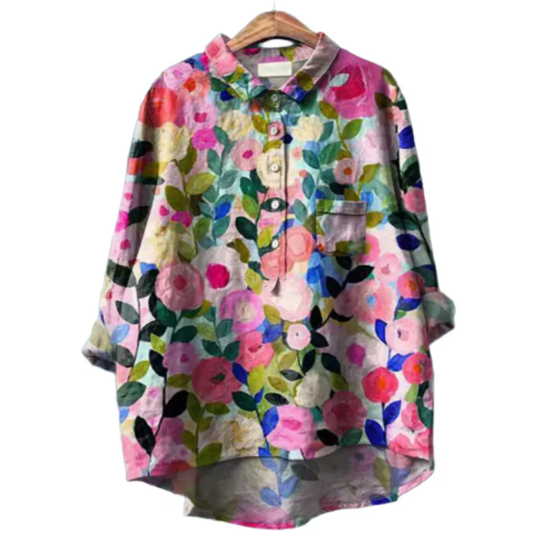 Dam Blus med Blomtryck och Chic Design