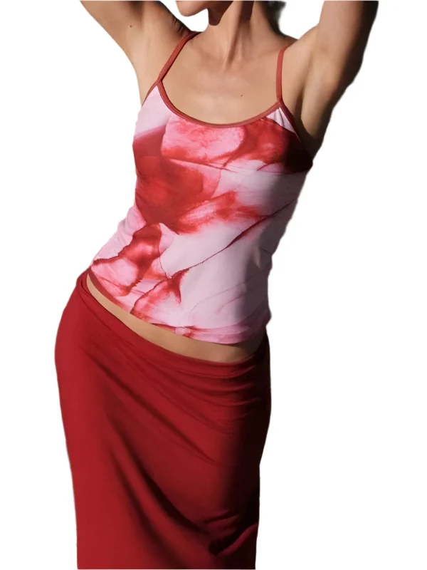 Damens Crop Top Blommig Tryck Rygglös Spagettiband