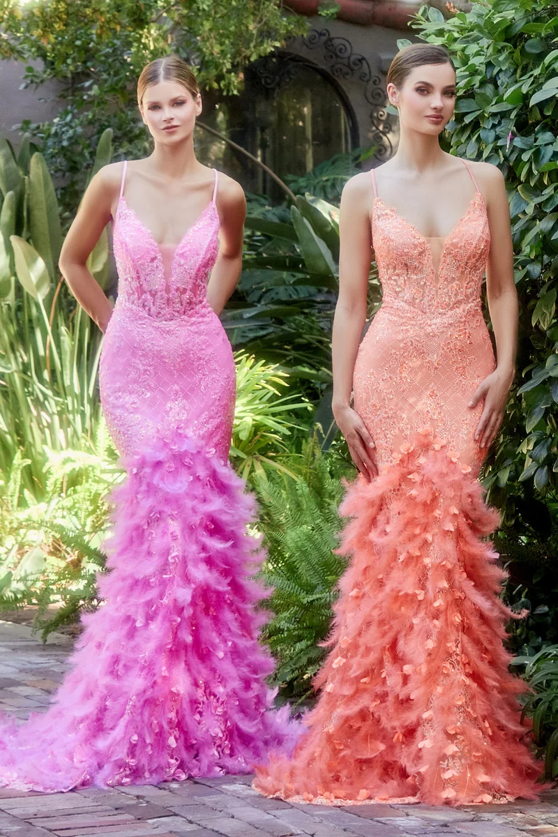 Monterad fjäder sjöjungfruklänning av Andrea & Leo Couture A1116 - Speciellt tillfälle