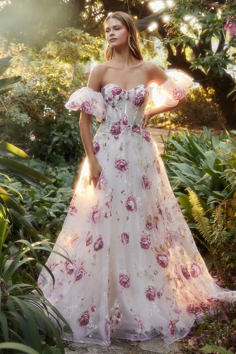 Axelbandslös organza balklänning av Andrea & Leo Couture A1133 - Speciellt tillfälle