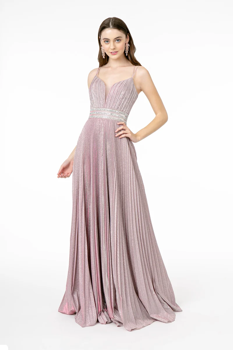 Elizabeth K - GL2905 - Illusion Deep V-Neck A-Line Klänning