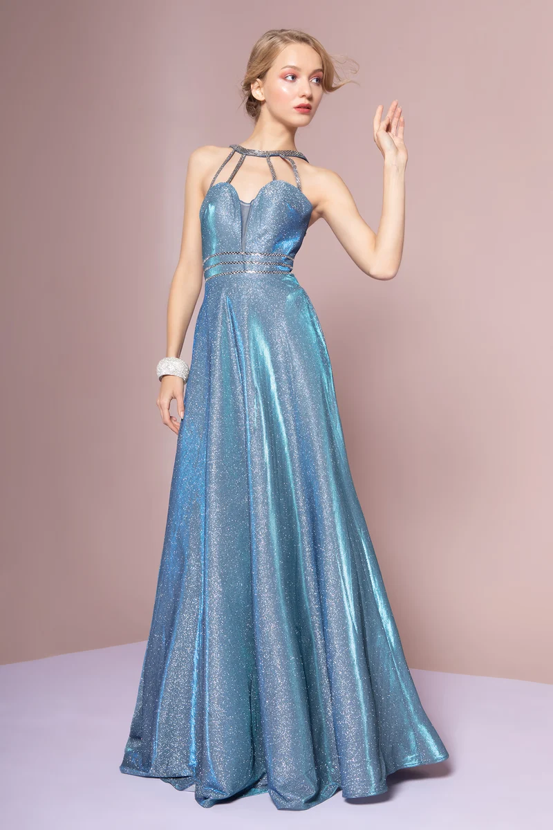 Elizabeth K - GL2672 - Glitter Klänning med utskuren halsringning