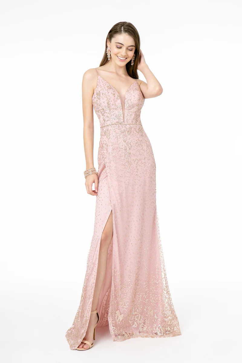 Elizabeth K - GL1844 - Illusion Deep V-Neck Klänning