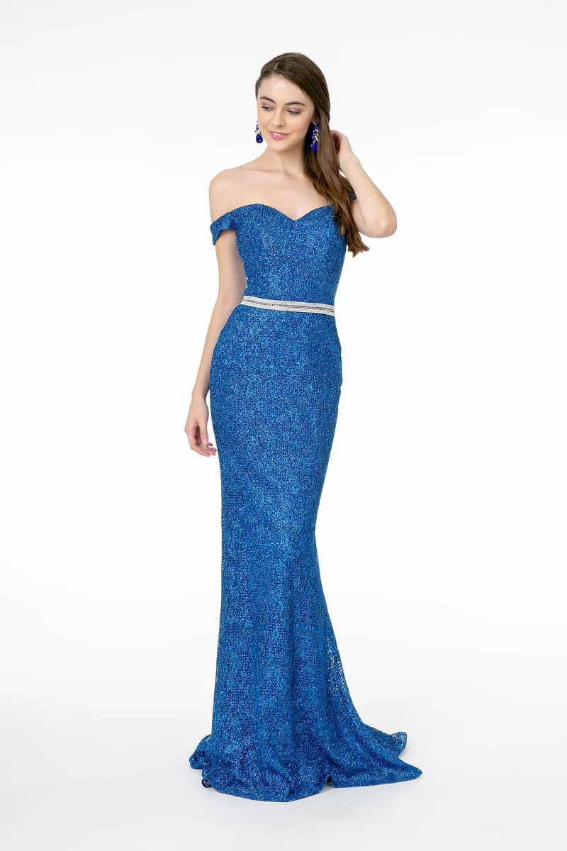 Elizabeth K - GL1829 - Glitter Netting V-Neck sjöjungfruklänning