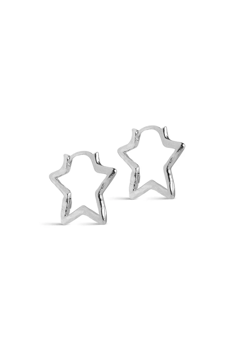 Enamel Copenhagen - Hoops, Organic Star Medium E488sb - Silver Plated