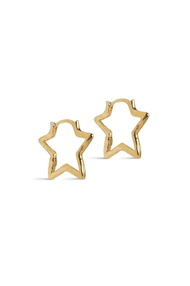 Enamel Copenhagen - Hoops, Organic Star Medium E488gb - Gold Plated