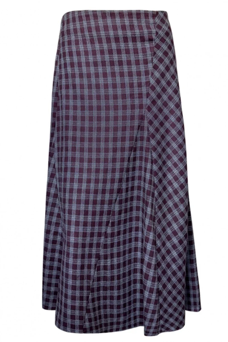 Valentin Studio - Check Skirt - Grey With Bordeux Xheck