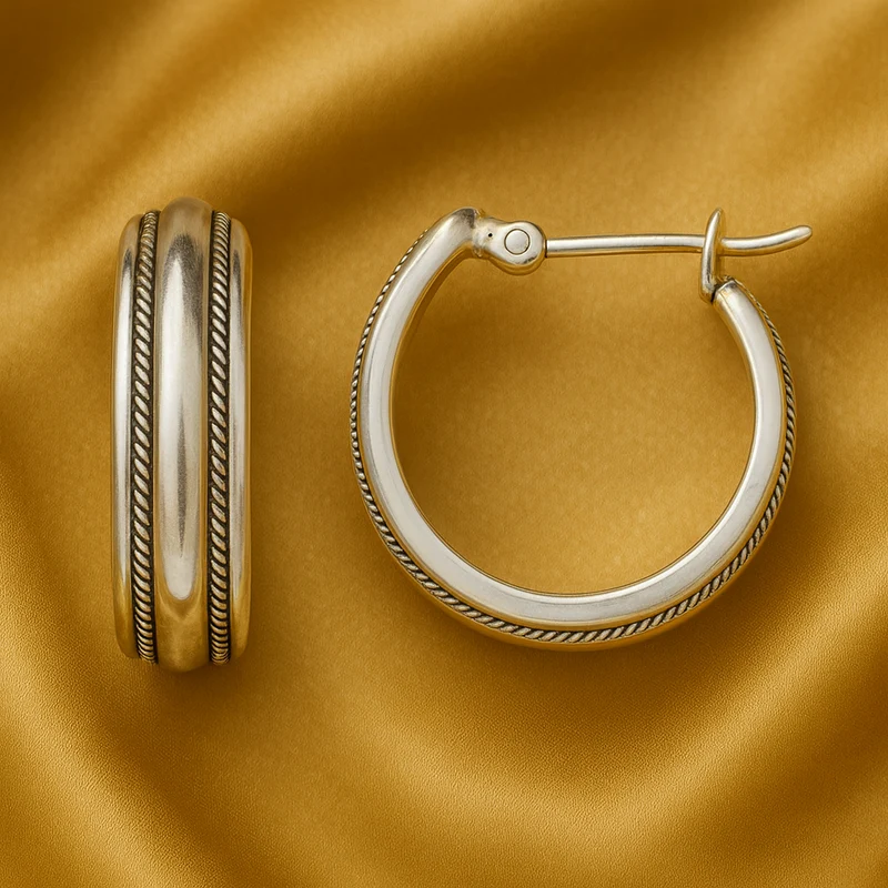 Silverörhängen i vintagestil med guldlinje