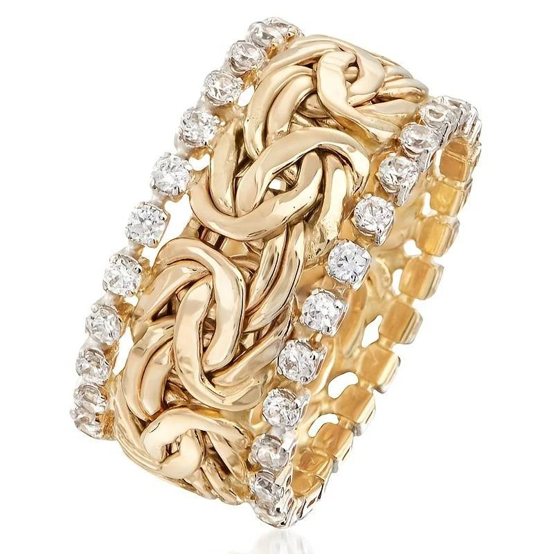 Vintagering, tvinnad, guldfärgad med cubic zirconia