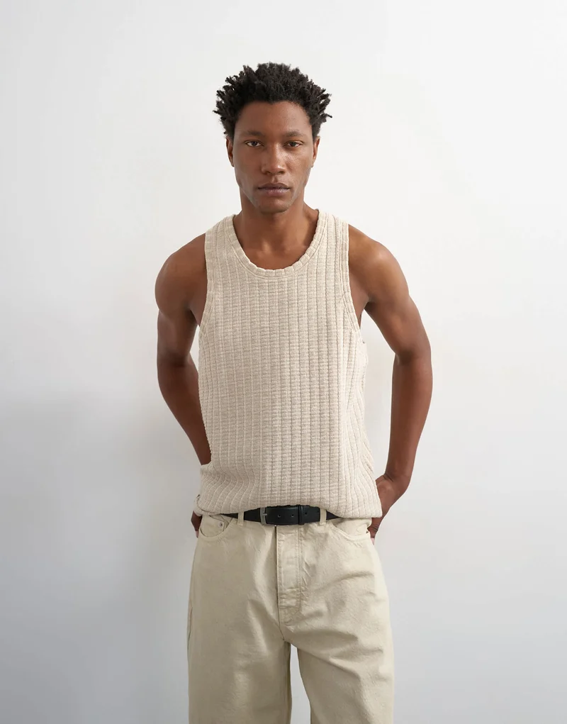 Topman relaxed fit textured vest in stone