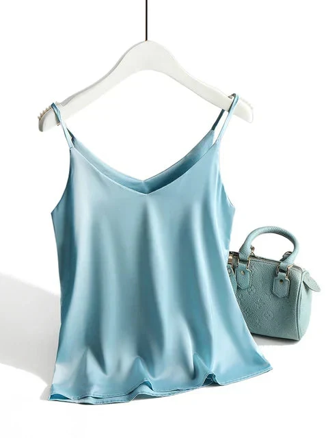 Elegant Satin Cami-Top för Kvinnor med Justerbara Remmar | Minimalistisk Design för Varma Dagar