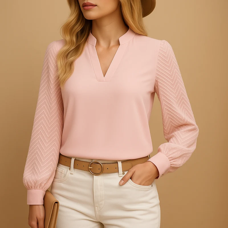 Elegant V-ringad Topp | Flytande Passform med Mjuk Finish | Tidlös Stil för Alla Tillfällen