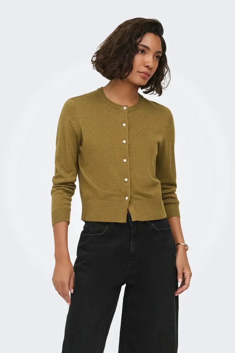JDY - Jdybodil L/S Pearl Button Cardigan Knt - 5043411 Butternut Melange