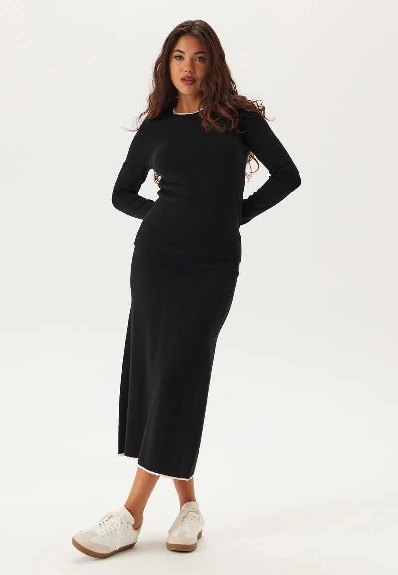 Viscose Contrast Knitted Skirt