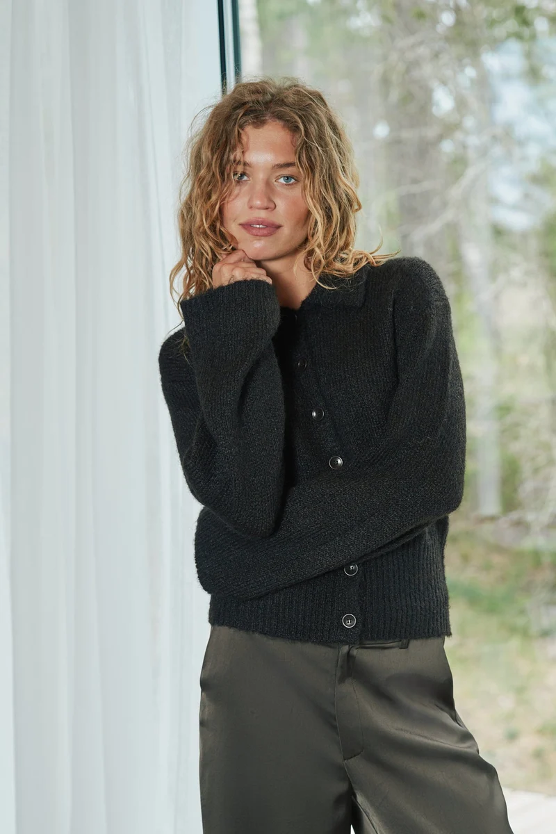 Neo Noir - Ramera Fluffy Knit Cardigan 168267 - 676 - Dark Brown