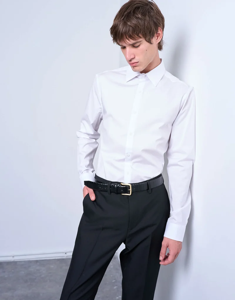 Topman long sleeve formal stretch shirt in white