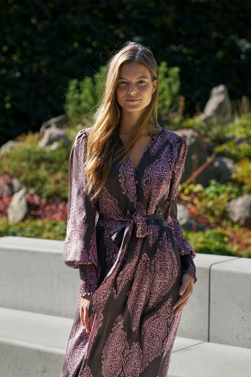 Neo Noir - Novalee Paisley Drop Dress 164473 - 486 - Dark Brown/Evening Rose